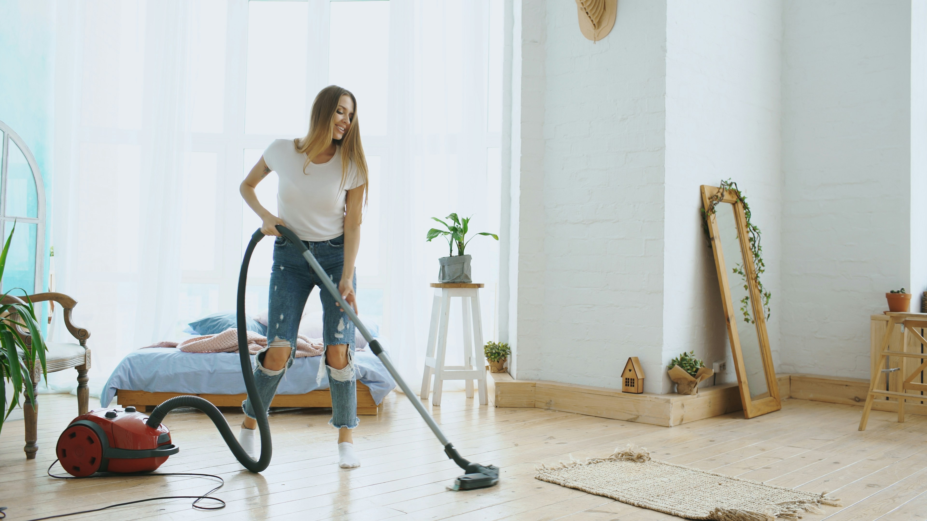 Cleaner detailing a kitchen